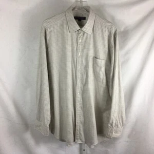 Camisa de vestir Hickey Freeman para hombre manga larga azul marfil y marrón ventana 17-35 - Imagen 1 de 12