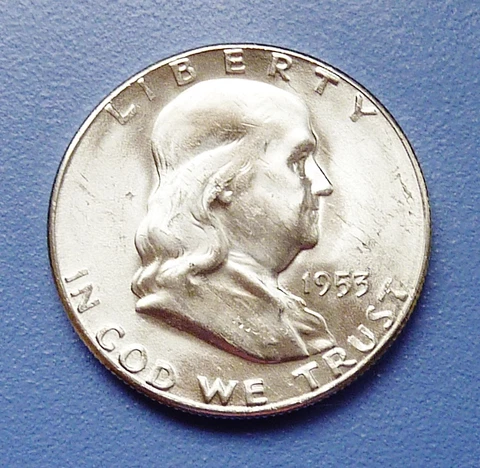 ERROR! 1953-S U.S. FRANKLIN HALF DOLLAR ~ LAMINATION ~ ALMOST UNCIRCULATED COND Cover