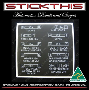 Holden Monaro GTS Sandman - Fuse Cover Panel Sticker Decal - Suit HQ HJ - Picture 1 of 2