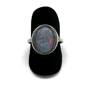 835/- Silberring, Opal, Cabochon/ Oval, Ringgröße 59, Vintage, guter Zustand - Bild 1 von 3