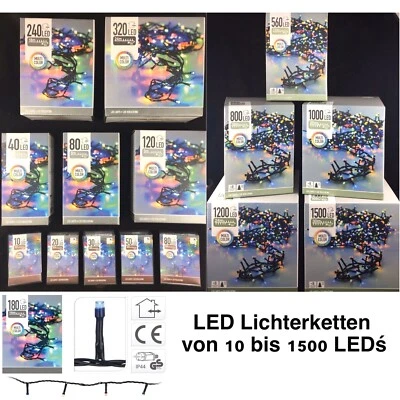 LED Lichterkette Weihnachten bunt Multicolor 10 bis 3000 LEDs  innen außen Draht - Bild 1 von 4