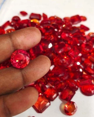 天然 500 克拉墨西哥火蛋白石红色橙色混合形状散装宝石套装!! — 第 1/2 张图片