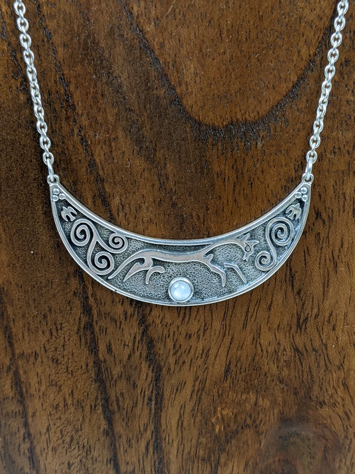 Mickie Mueller MM Rhiannon Epona 925 Colar de Prata Esterlina Pedra da Lua Cavalo - Imagem 1 de 4