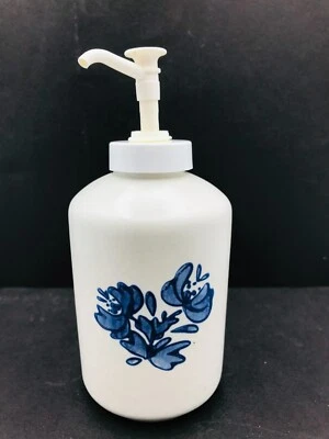 Dispensador de loción de jabón Pfaltzgraff Yorktowne con bomba de gres azul blanco EE. UU. Foto 1 de 4