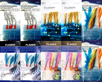 10 Fladen Rigs Mackerel Mackeral Feathers Mixed Lures Cod Sea Fishing Traces. - Image 1 of 4