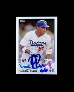 Los Angeles Dodgers Yasiel Puig Signed Rookie Card COA - Picture 1 of 2