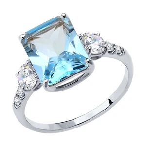 White gold Sokolov ring with topaz size 8.5 - Picture 1 of 5