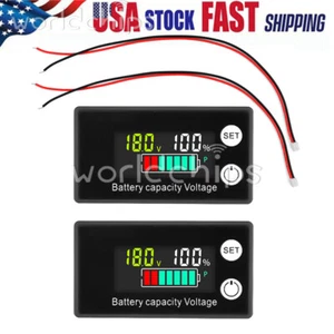 2x Digital 6133A LCD Voltage Meter DC8-100V Voltmeter Battery Power Dual Display - Picture 1 of 17