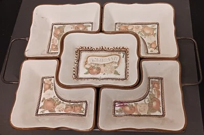 Grasslands Road Antipasti 服务托盘 5 玻璃容器带金属托盘 全新 带标签 — 第 1/4 张图片