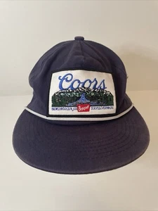 Coors Banquet Mütze weiß Seil blau Druckknopflasche gebraucht - Bild 1 von 8