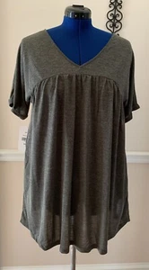 Charcoal Knit T-shirt Dress With Pockets Short Sleeve Size S - Picture 1 of 5