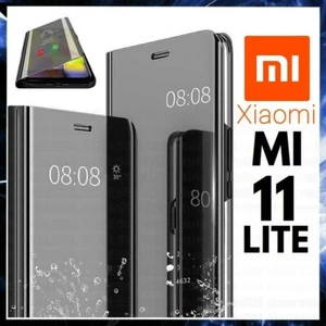 Cover Flip For XIAOMI MI 11 LITE Case Book Black A Mirror Clear View 360° - Picture 1 of 12