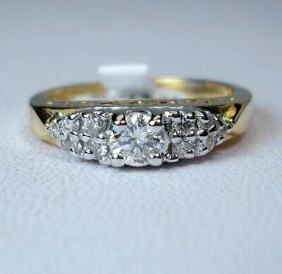 0.24 ct Round 0.43 cttw Natural Diamonds 14K Two-Tone Gold Ring Was $1,395 Video - Image 1 of 4