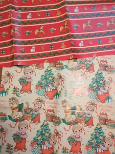 Neu aus altem Lagerbestand entzückendes Vintage Weihnachten Puddin' Kitschy Moppet Geschenkpapier Geschenkpapier - Bild 1 von 5