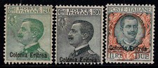 Eritrea 1925 Sass. 93-95 Nuovo * 80% 20 cent, 30 cent, 2 Lire