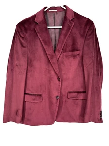 ALFANI Sport Coat Velvet Size 44S Burgundy Solid Slim Fit Jacket FLAW - Picture 1 of 6