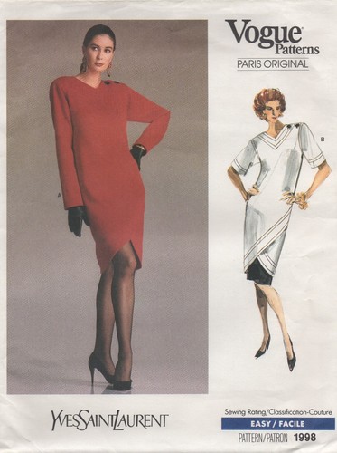 SAINT LAURENT (YSL) Abito tunica Vogue modello cucito 1998 gonna di Yves Saint Laurent taglia 16 NON TAGLIATO