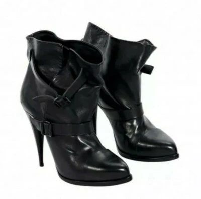 Nuevas botas/botines Givenchy de piel de becerro negra con hebilla talla US 6 Foto 1 de 4