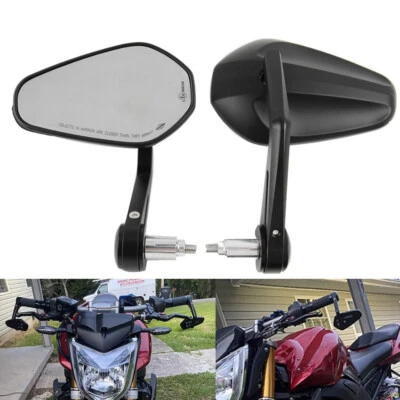 Espejos retrovisores laterales de extremo de barra de motocicleta de 7/8" para Honda Suzuki Yamaha Kawasaki Foto 1 de 4