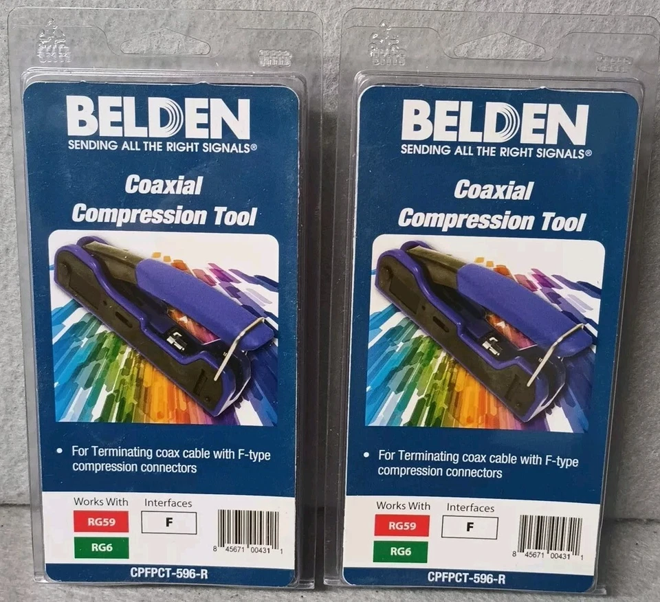 Herramienta de compresión coaxial Belden 2 para conectores F RG59 o RG6 CPFPCT-596-R Foto 1 de 2