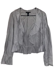 I.N.C. Women's Blazer Large Gray Long Sleeve 100% Linen - Picture 1 of 3