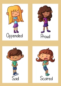 Emotional Laminated Flash Cards Pre School Toddler EYFS SEN Kids Pack of 16 - Picture 1 of 5