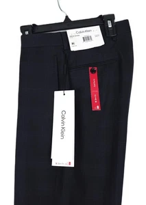 Calvin Klein Men's Slim-Fit Stretch Wool Suit Pants Black Blue Plaid 40x32 NWT - Picture 1 of 6