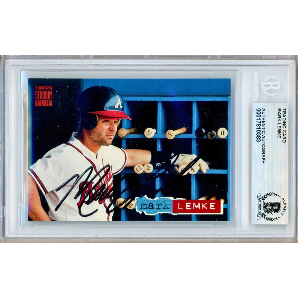 Mark Lemke Signed 1994 Topps Stadium Club #402 Atlanta Braves BAS Slabbed Auto - Image 1 of 4