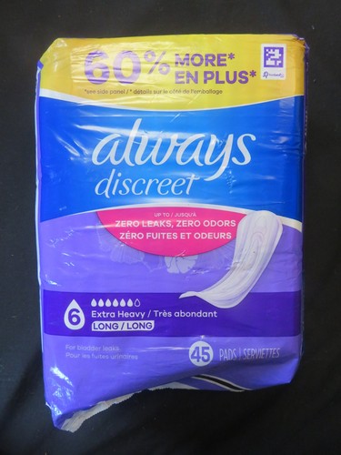 Always Discreet Extra Heavy Long Zero Leaks Zero Odors 42 Pads | eBay
