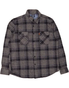 CHAPS Mens Flannel Shirt XL Grey Check Cotton AV02 - Picture 1 of 3