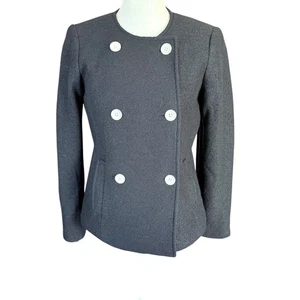 Talbots black double breasted fully lined wool jacket coat women's size 0P - Picture 1 of 8