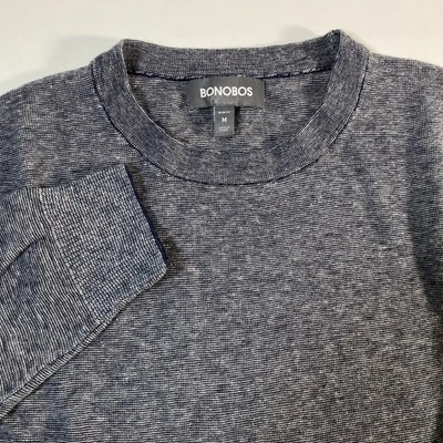 Suéter de manga comprida Bonobos mistura de linho slim fit azul médio - Imagem 1 de 4