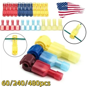 60-480PCS Car Quick Splice Lock T Tap Wire Crimp Cable Terminal Connectors Kit - Picture 1 of 15