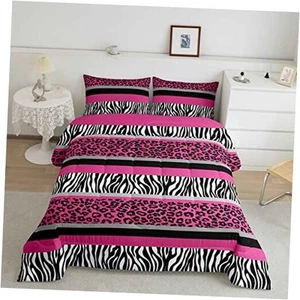 Zebra Stripes Comforter Leopard Print Comforter Set For Kids Queen Multi 1033 - Picture 1 of 7