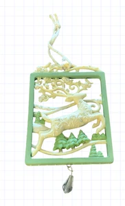 Fundaciones de Enesco Colgante Reno Ornamento 4022680 Beige y Verde Brillante - Imagen 1 de 8