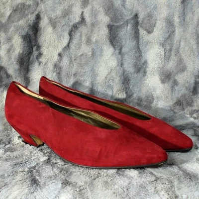 Zapatos de salón para mujer VIA SPIGA de gamuza borgoña de tacón medio talla 9,5 B Foto 1 de 4