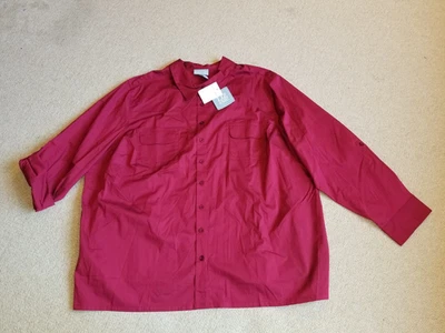 NWT Womens Top-LIZ & ME-dk pink button-up cotton stretch tunic roll tab ls-3X - Image 1 of 4