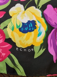 ECHO Scarf Neck, Head, Kerchief Tulips Floral 35" Square EUC - Picture 1 of 5