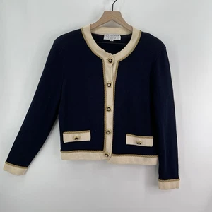 St John Santana Strick Pullover Blazer Navy 10/12* Goldknopf Old Money Preppy - Bild 1 von 12
