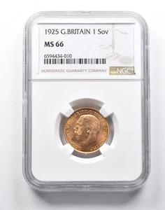 MS66 1925 Great Britain 1 Sovereign Gold Coin NGC *0068 - Picture 1 of 3