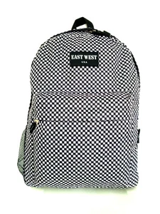 Backpack School Pack Bag Black White Checks Hiking Camp Camping Free Shipping - Picture 1 of 1