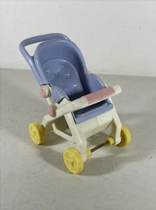 FIsher Price Stroller Loving Family Dollhouse Buggy Lavender Baby Pram Vintage - Picture 1 of 8