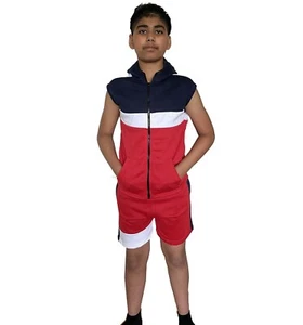 Kids Tracksuit Boys 2 piece Set Slim Fit Fleece Shorts Zip Hoodie 1-12 years - Picture 1 of 5