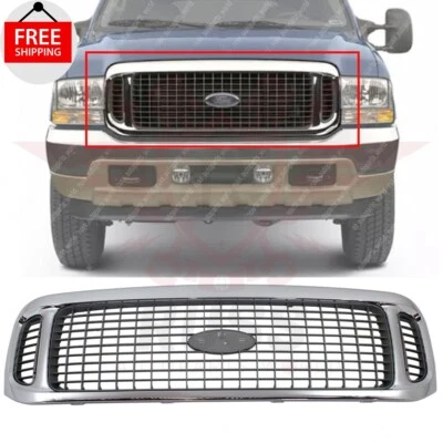 New Front Grille Chrome with Gray Insert Fits 2002-2004 Ford Excursion FO1200448 Foto 1 de 4