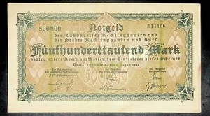 1923 Deutschland RECYCINGHAUSEN 500.000 Mark Banknote / Notgeld - Bild 1 von 2