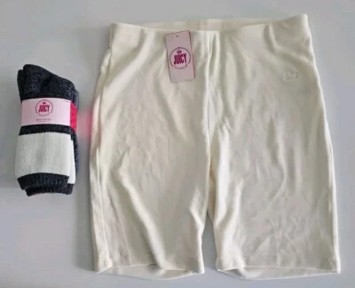 Pantalones Cortos de Bicicleta Juicy Couture Mujer Talla M Marfil Terciopelo Pull On y Calcetines Bota Nuevos con Etiquetas Foto 1 de 4
