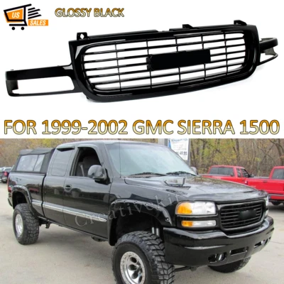 For 1999-2002 GMC Sierra 1500 & 2000-2006 GMC Yukon Gloss Black Grille Assembly Foto 1 de 4