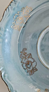 Blue Luster Plate with Gold Floral Accents - Vintage 5.5 inches Bread Plate - Imagen 1 de 3