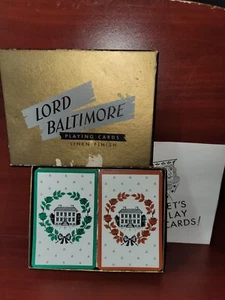 Vintage Double Deck Lord Baltimore Playing Cards Linen Finish House - Picture 1 of 1