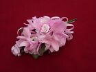 NEW LOVELY PALE PINK CORSAGE-MIXED FLOWERS BEADS-BRIDES MUMS WEDDING BUTTONHOLE